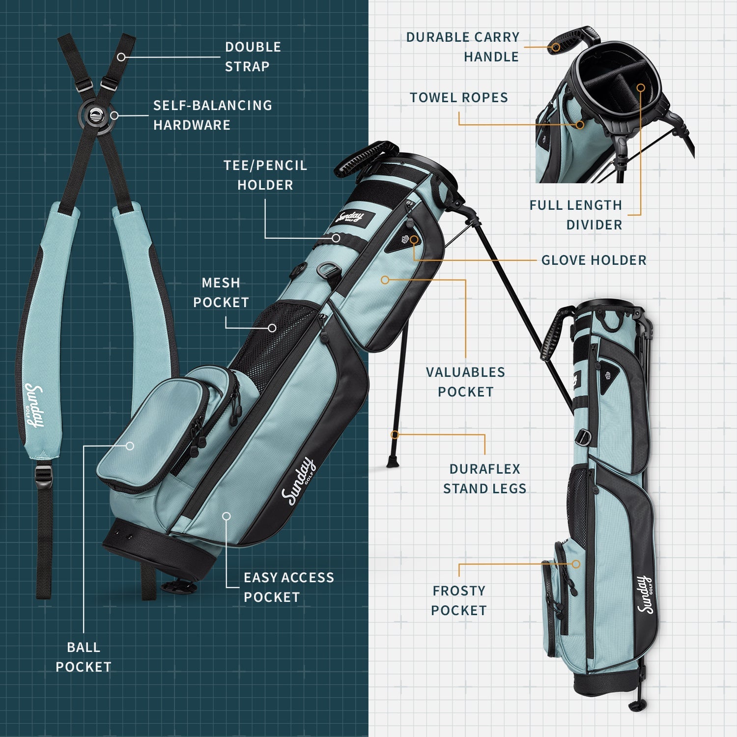 Seafoam Loma XL Golf Bag