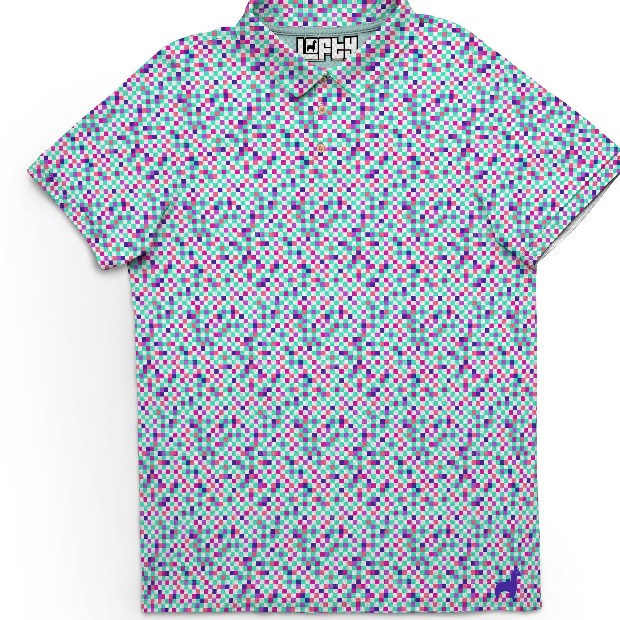 DUSTIN | Pastel Pixel Pattern Golf Polo Shirt for Men