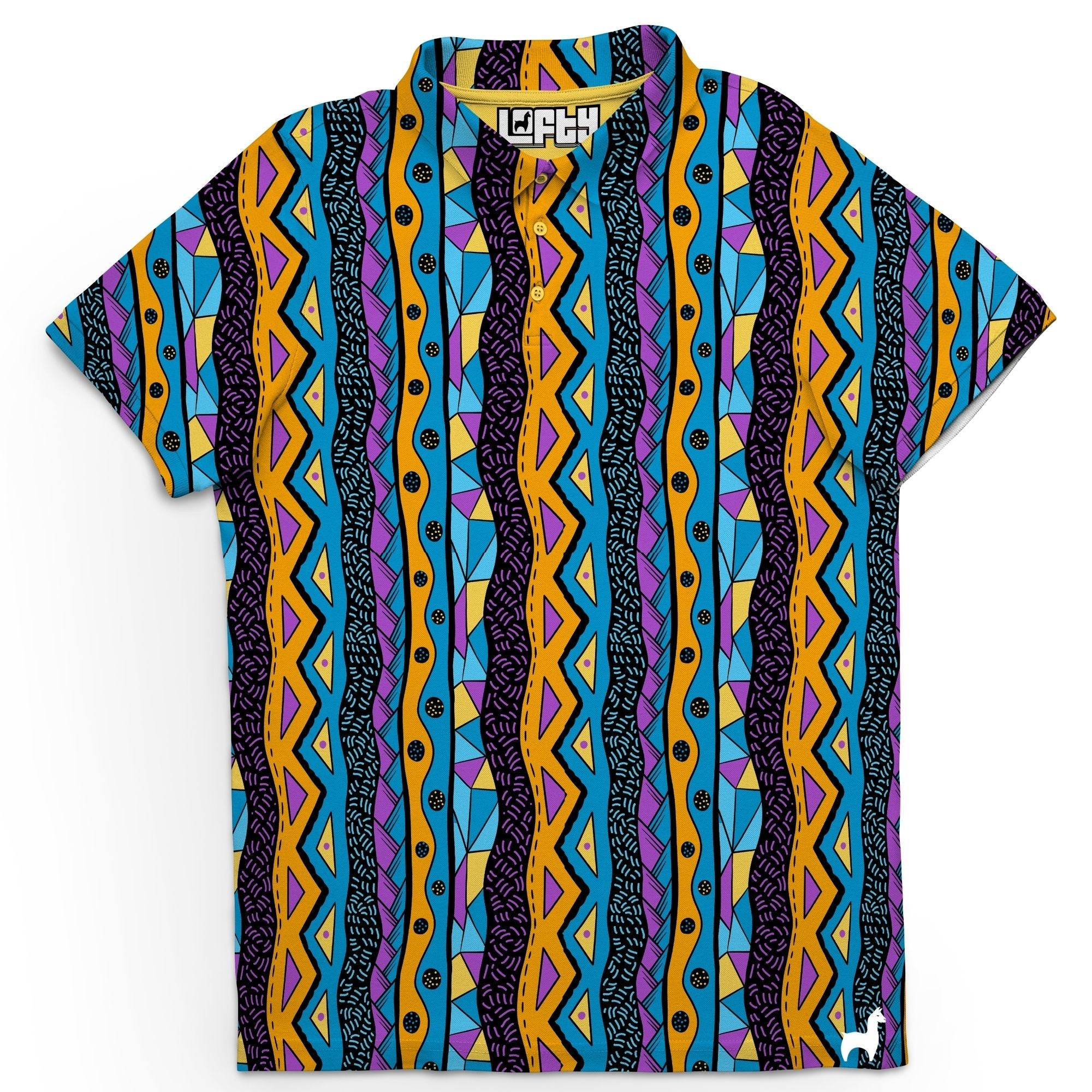 Bump and Rum | Fun and Crazy Tribal Pattern Golf Polo for Men