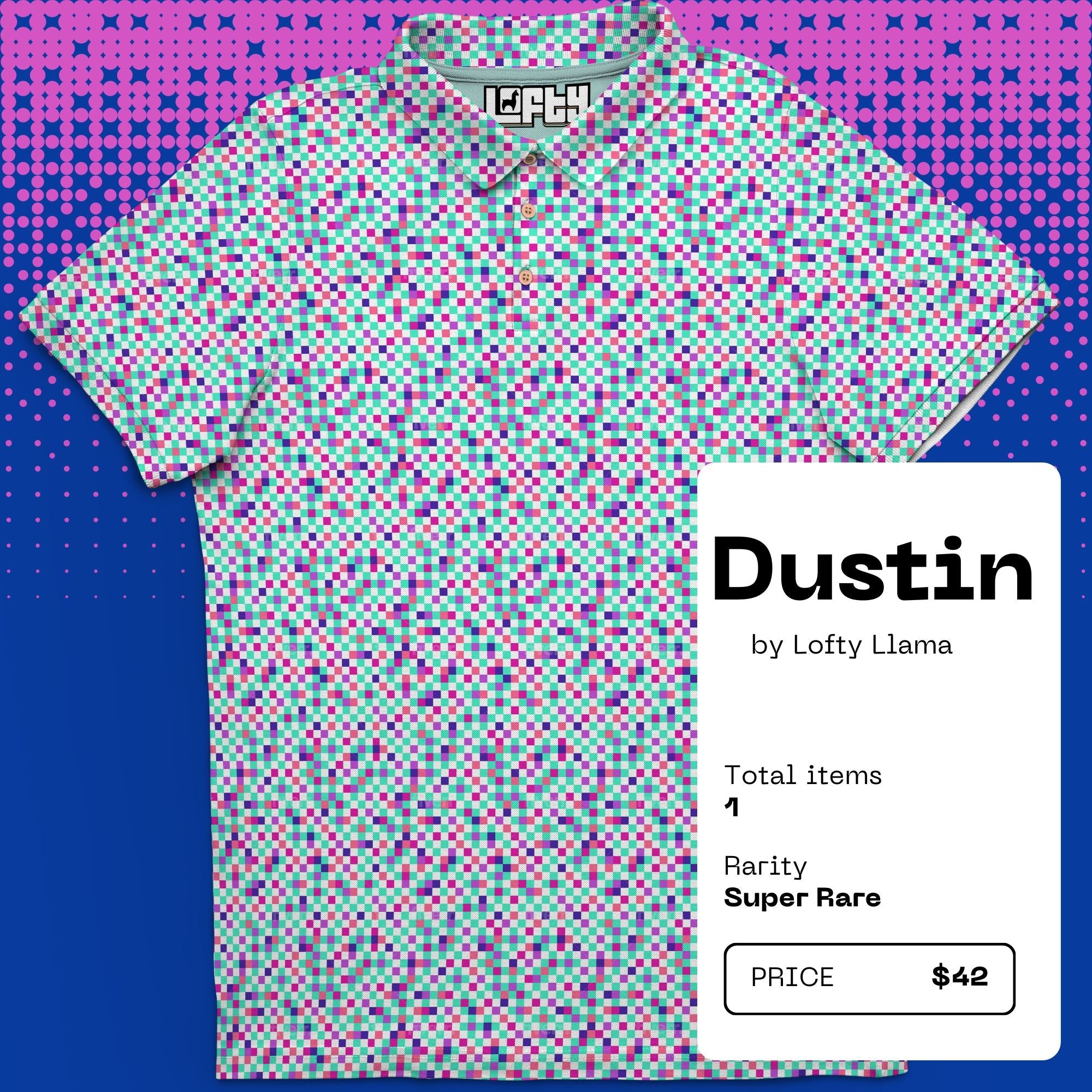 DUSTIN | Pastel Pixel Pattern Golf Polo Shirt for Men