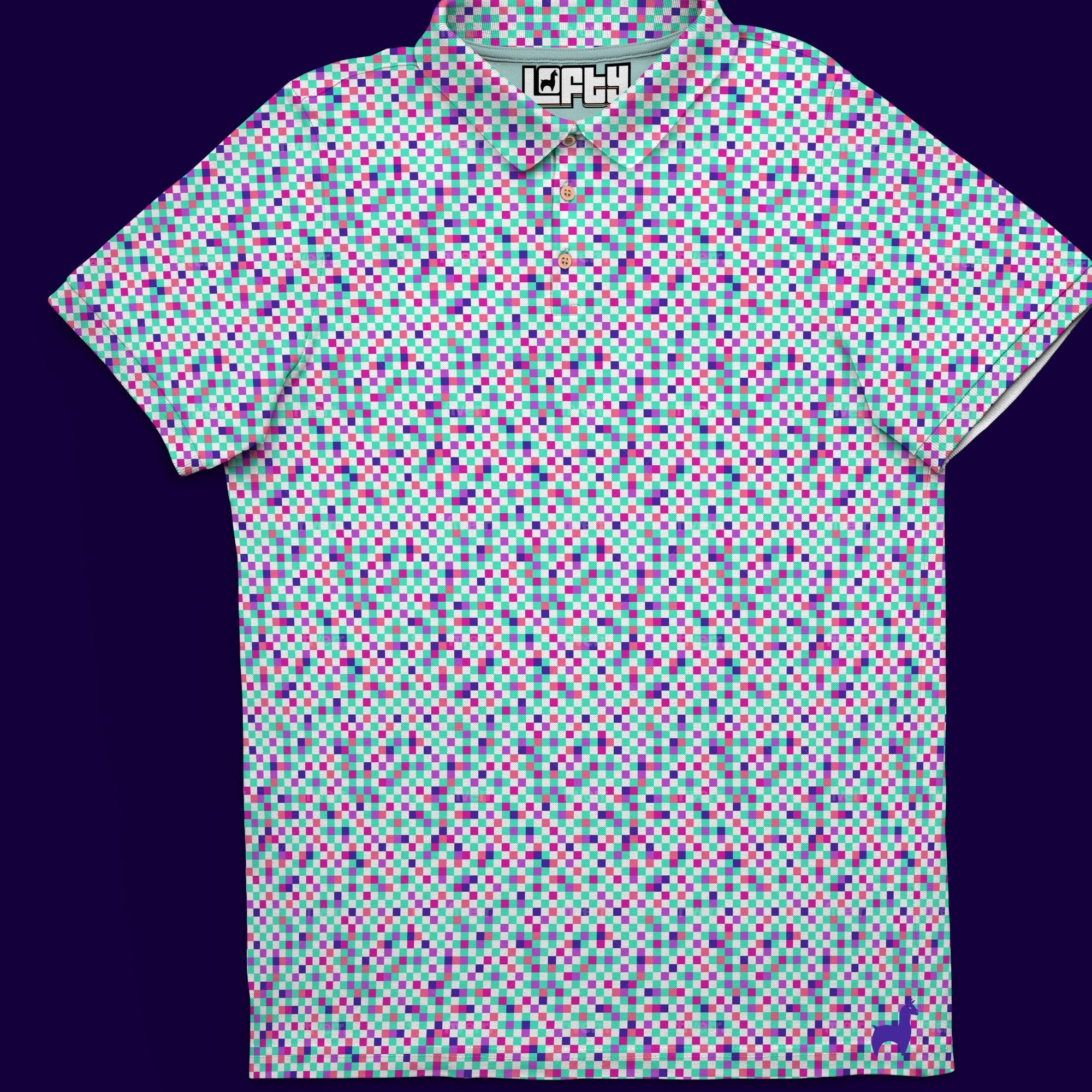 DUSTIN | Pastel Pixel Pattern Golf Polo Shirt for Men