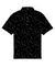 Men’s black polo with subtle gray-white speckle “cosmic sprinkle” print – sleek, breathable, stretch-performance ready.