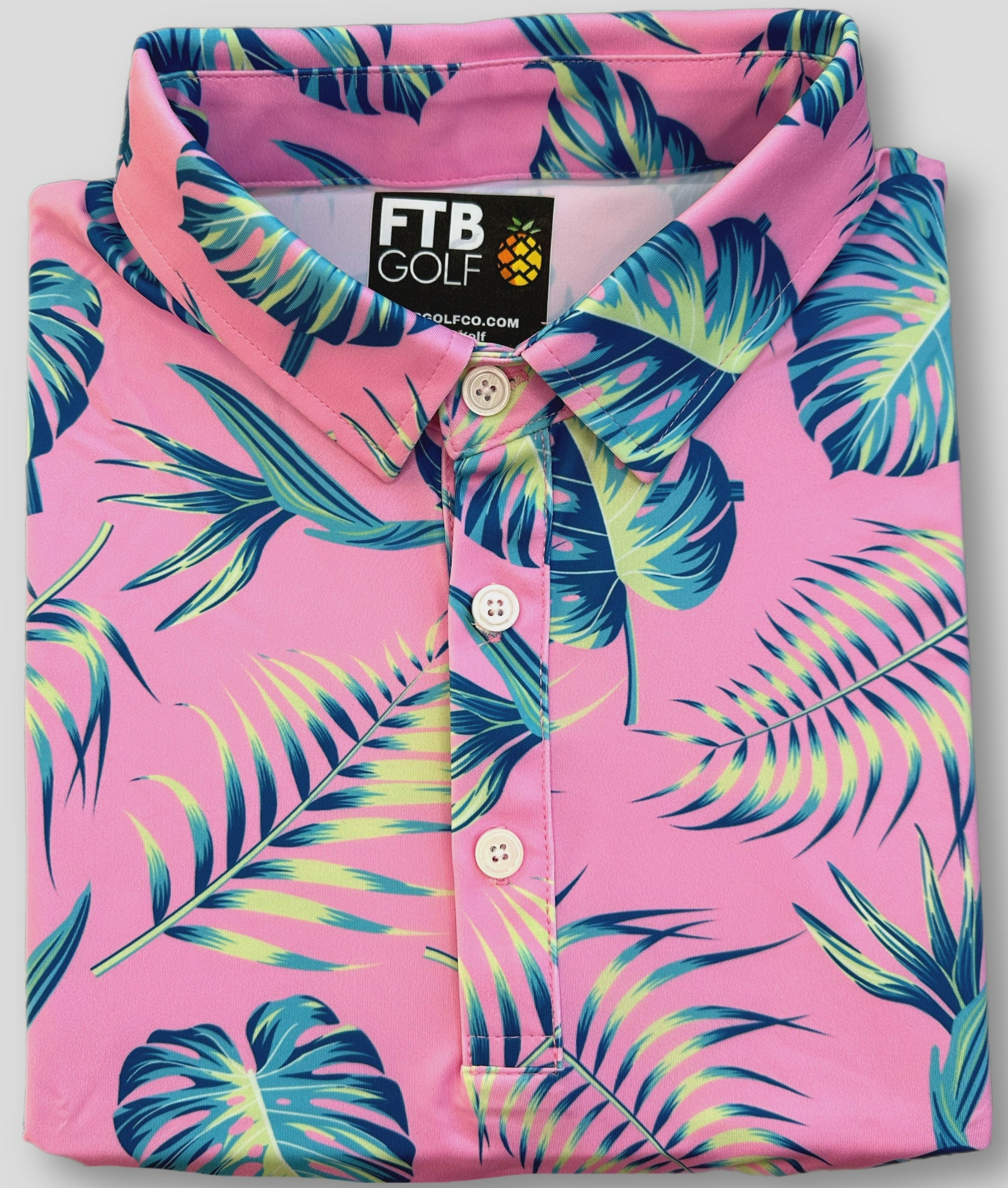 Pink Palm Golf Polo Shirt