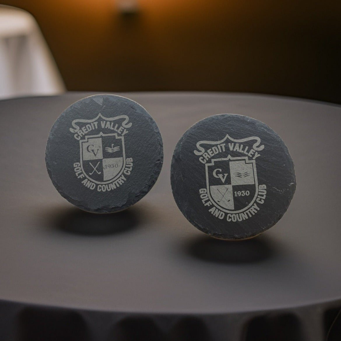 Custom Engraved Golf Club Slate Coasters - Premium Golf Outing Keepsake
