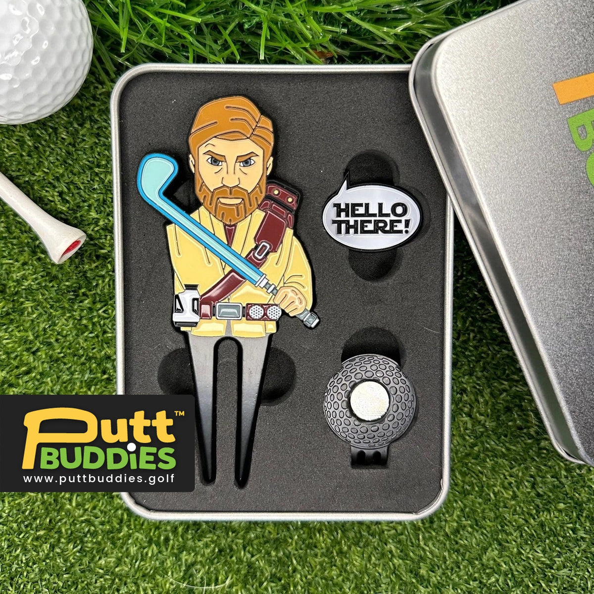 Hole-in-Wan Kenobi Divot Tool and Magnetic &quot;Hello There&quot; Ball Marker Gift Set