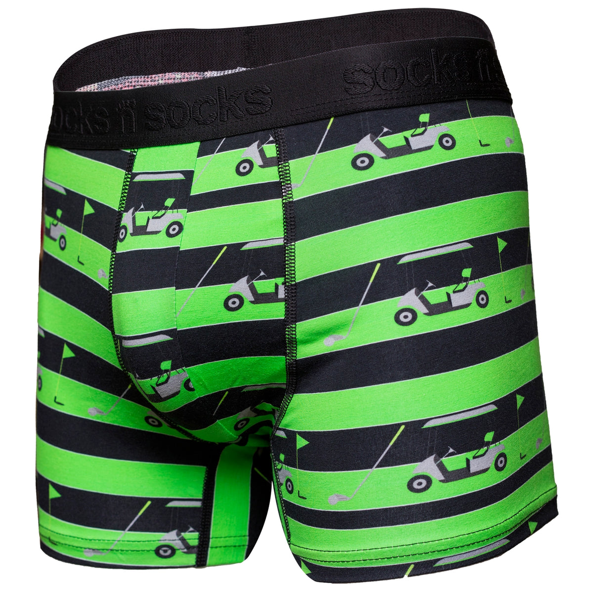 Golf-patterned boxer briefs made from breathable fabric