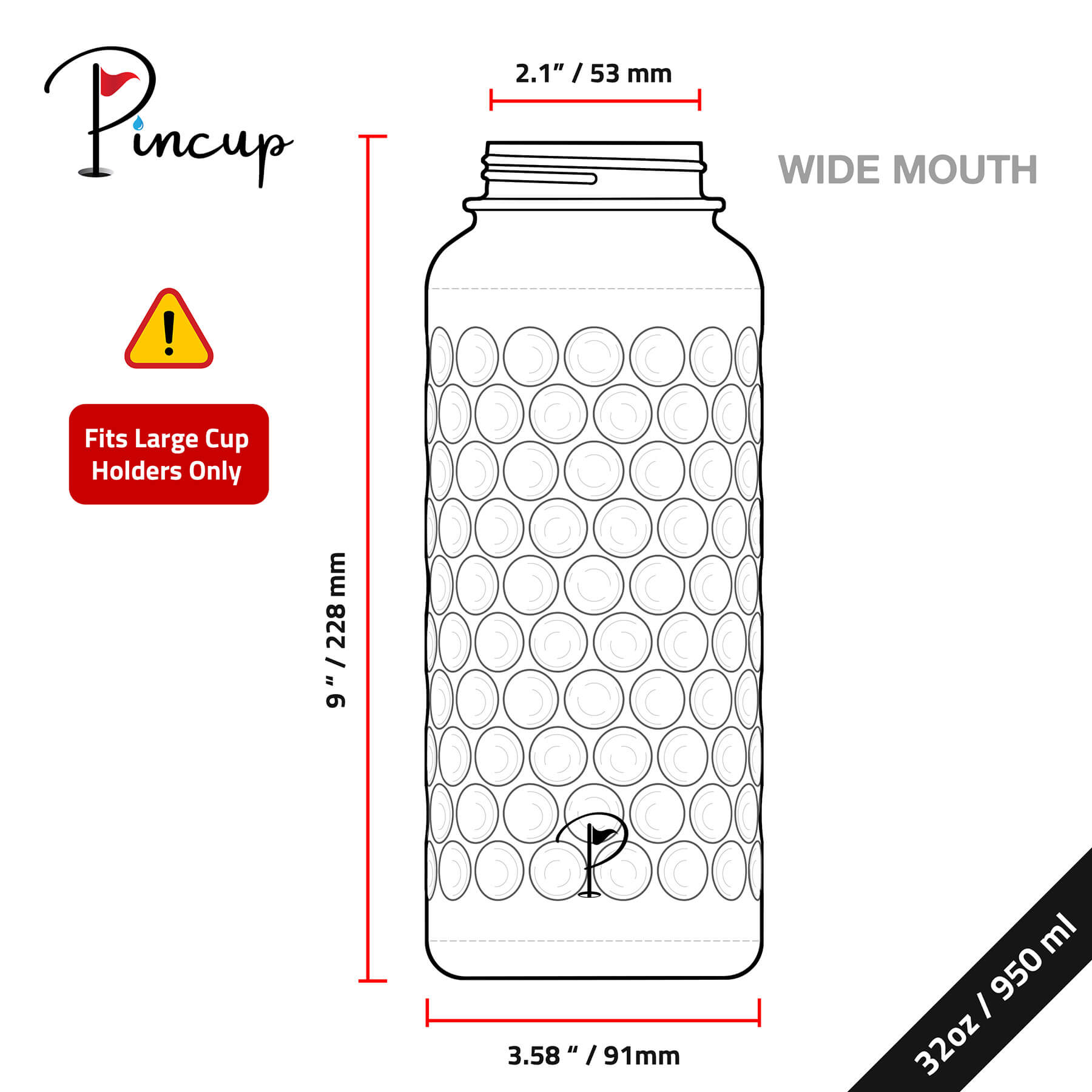 32 oz Black Straw Lid Water Bottle