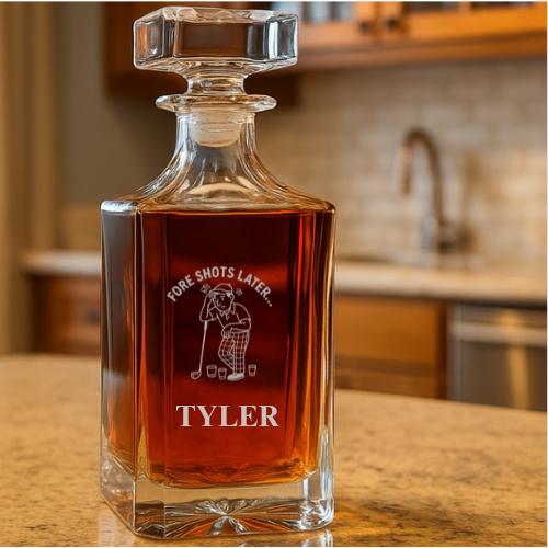 Fore Shots Later Personalized Whiskey Decanter