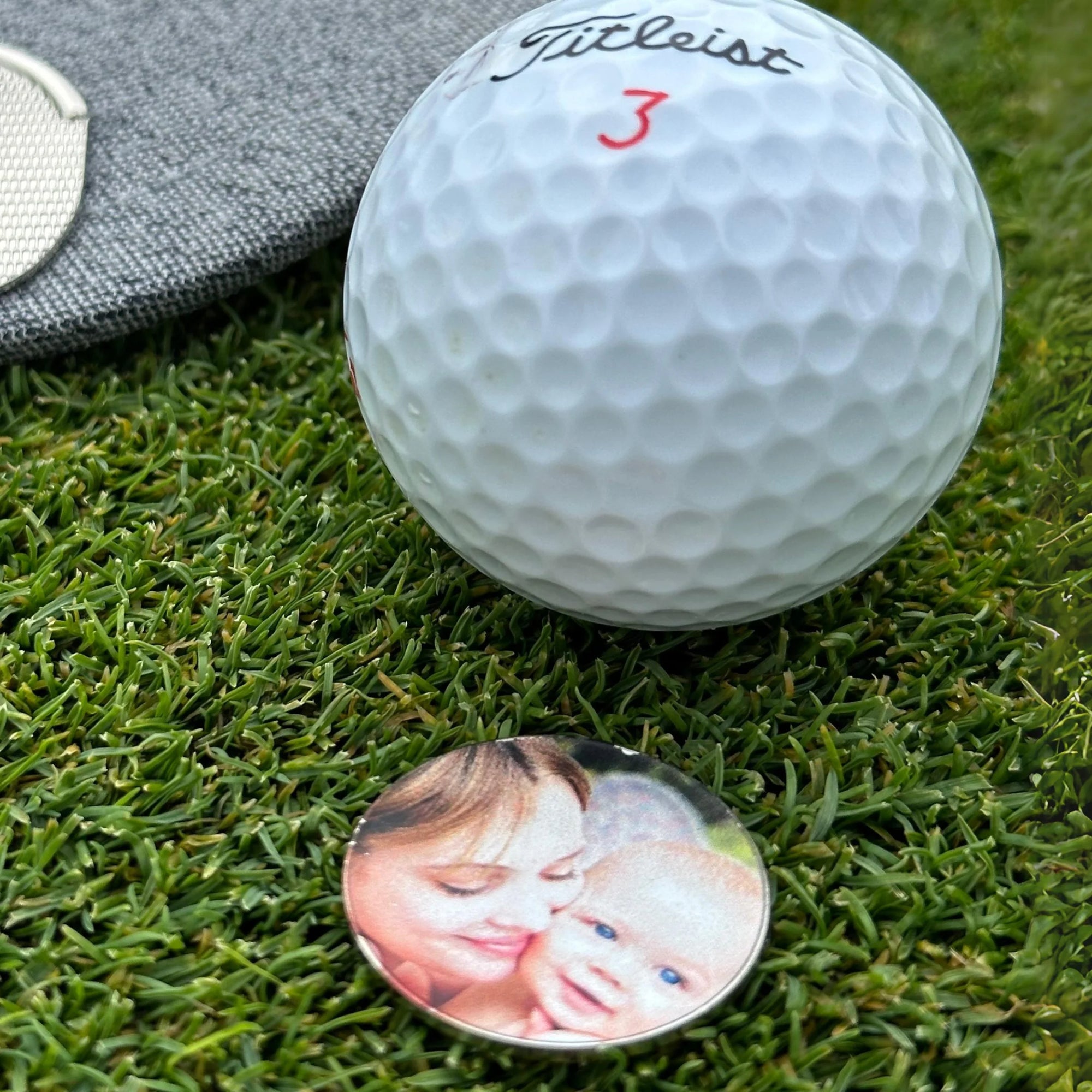 Custom Photo Golf Ball Marker and Hat Clip Set