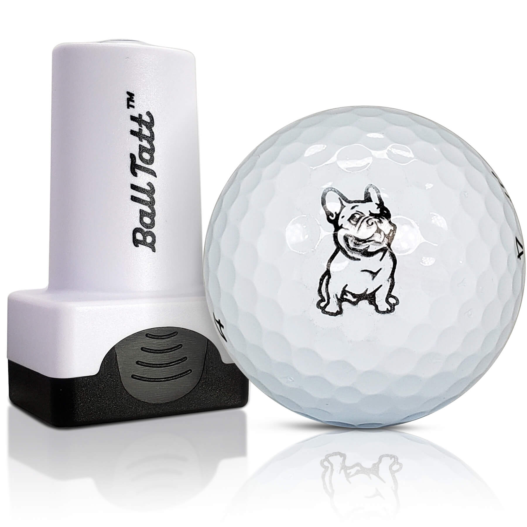 French Bulldog golf ball stamp marking tool for easy golf ball identification.