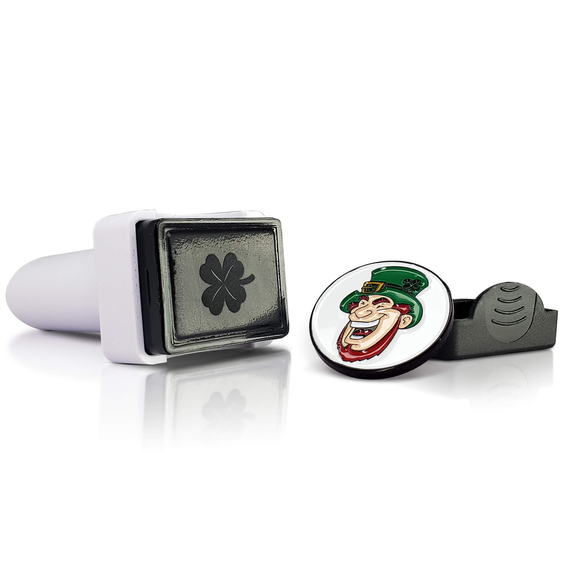 Clover Golf Ball Stamp and Leprechaun Ball Marker Gift Set