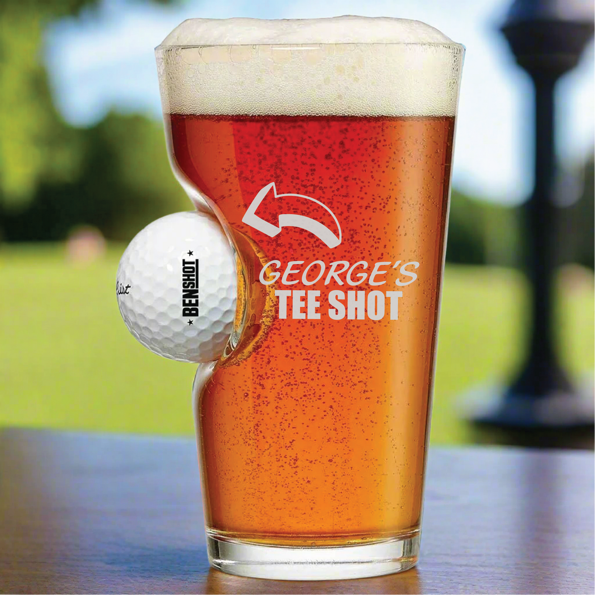 Funny Golf Gift Pint Glass with Ball and Funny Design