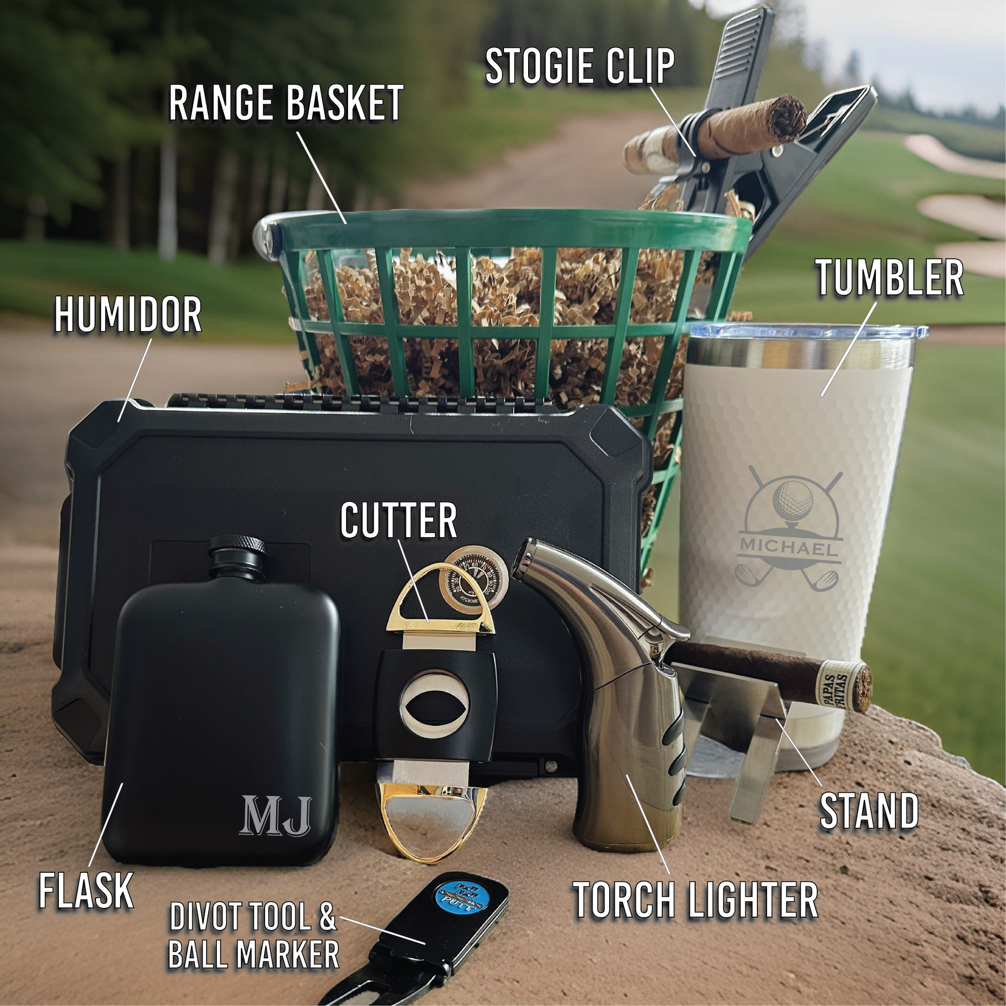 Cigar Lovers Golf Gift Basket