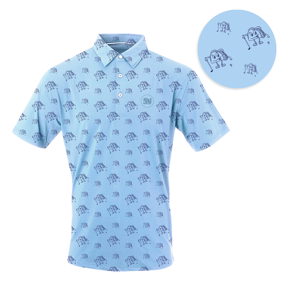 Golf Tacos Men’s Polo - Fun taco and golf design, relaxed fit, soft breathable fabric