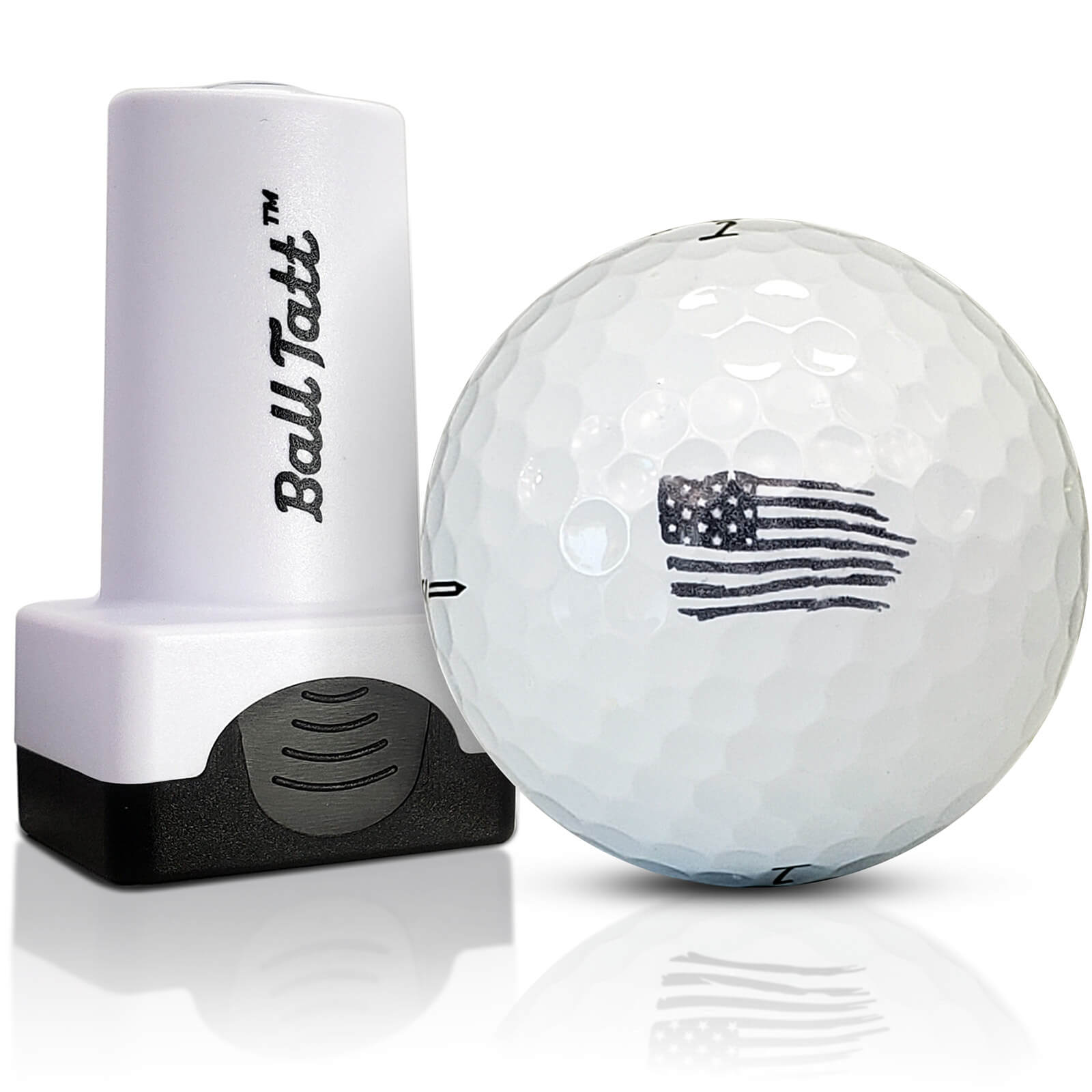 USA flag golf ball stamp for patriotic ball identification.