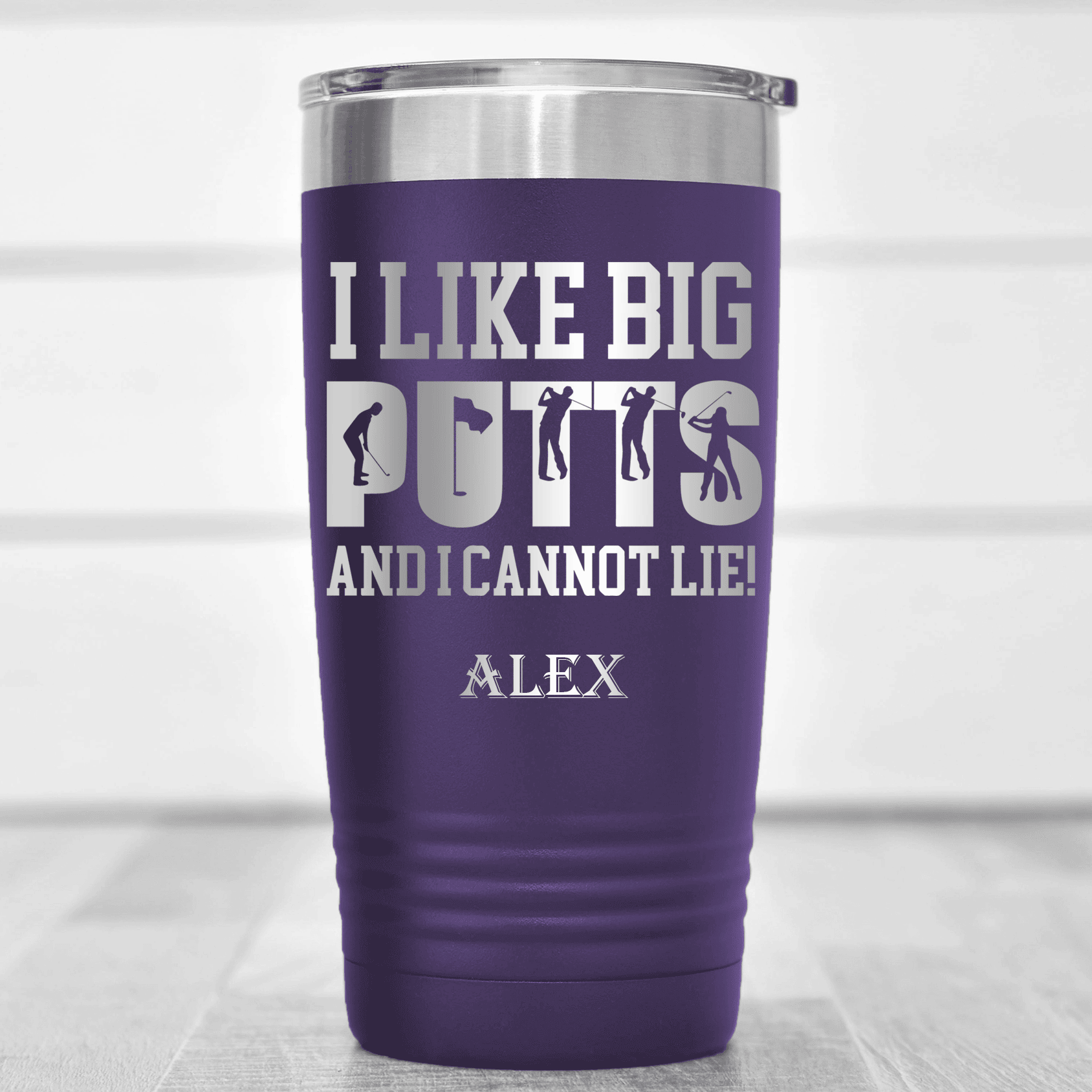 Purple Golf Tumbler With Baby Got Back Design