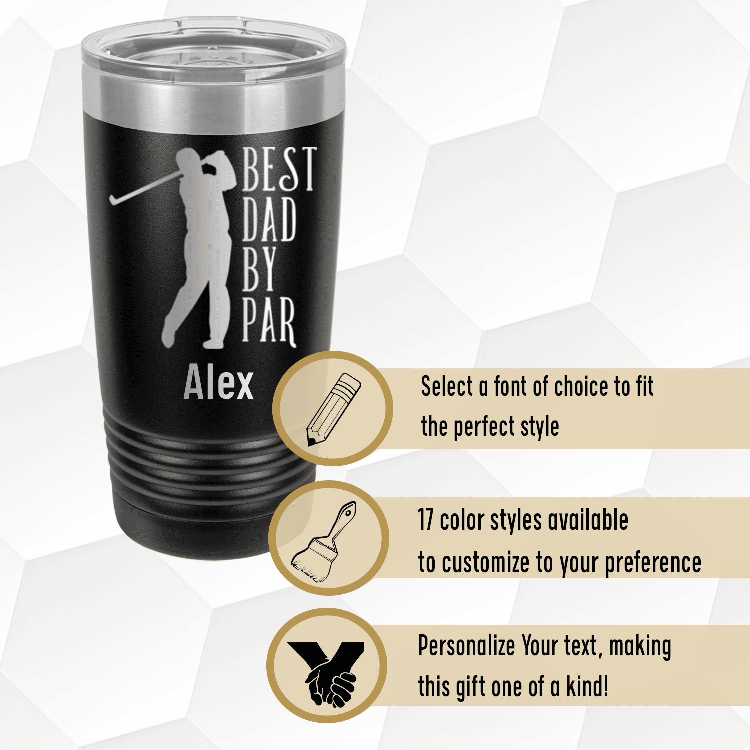 Military Green Golf Tumbler With Best Dad By Par Design