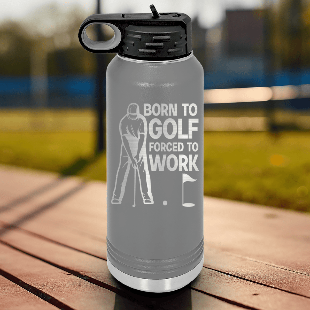Grey golf water bottle Born To Golf
