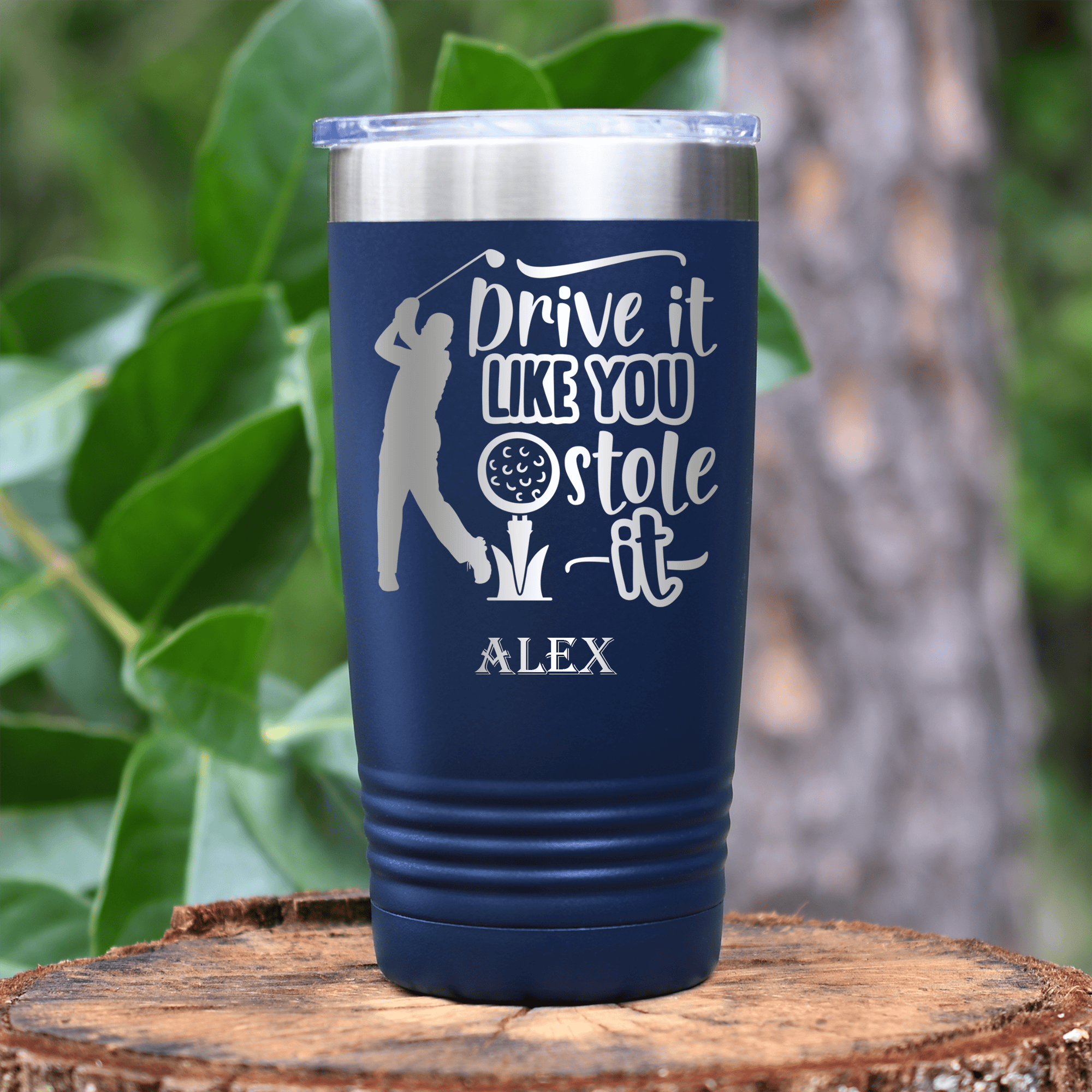 Navy Golf Tumbler With Golf Thief Design