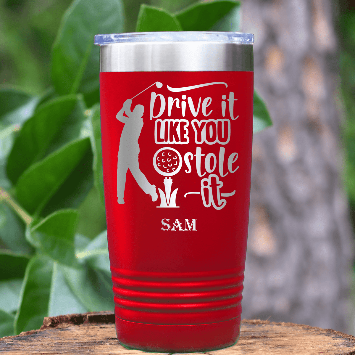 Black Golf Tumbler With Golf Thief Design