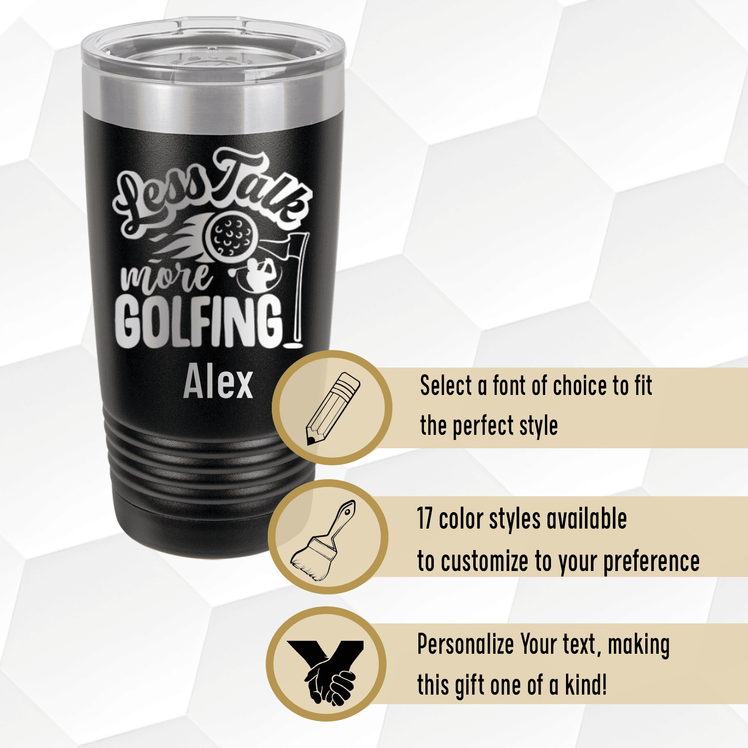 Navy Golf Tumbler With Less Talk More Golf Design