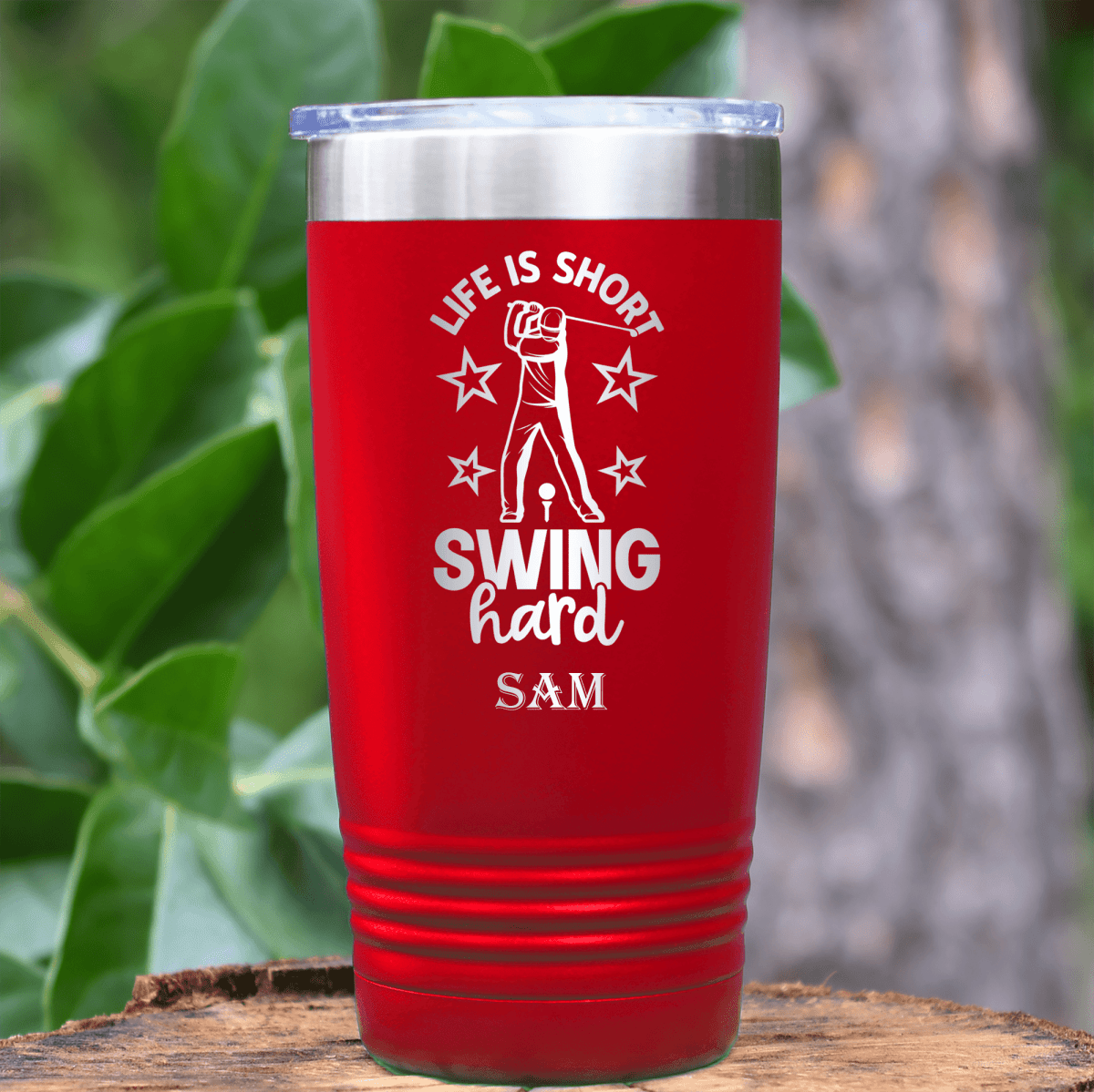 Black Golf Tumbler With Life Is Short Swing Hard Design