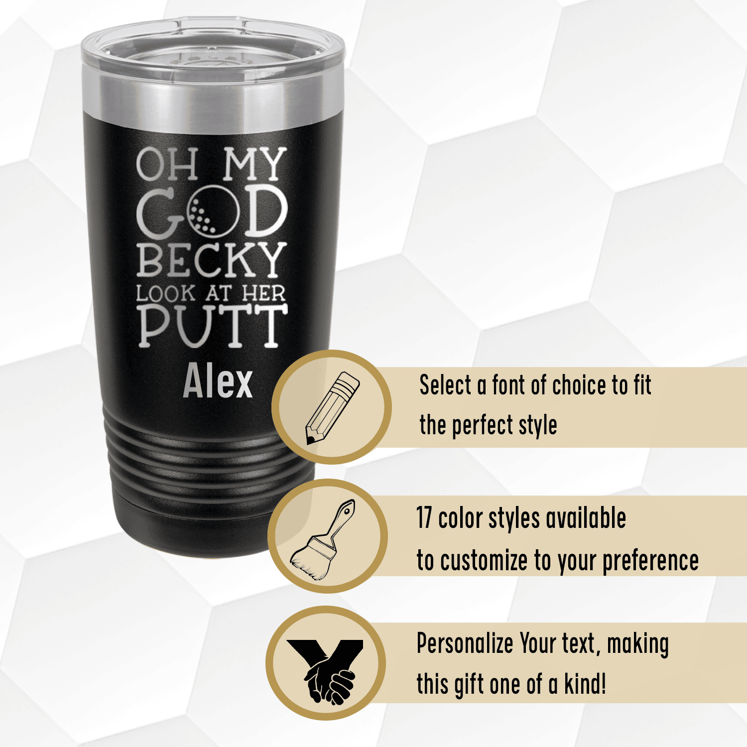Navy Golf Tumbler With Look At Her Putt Design