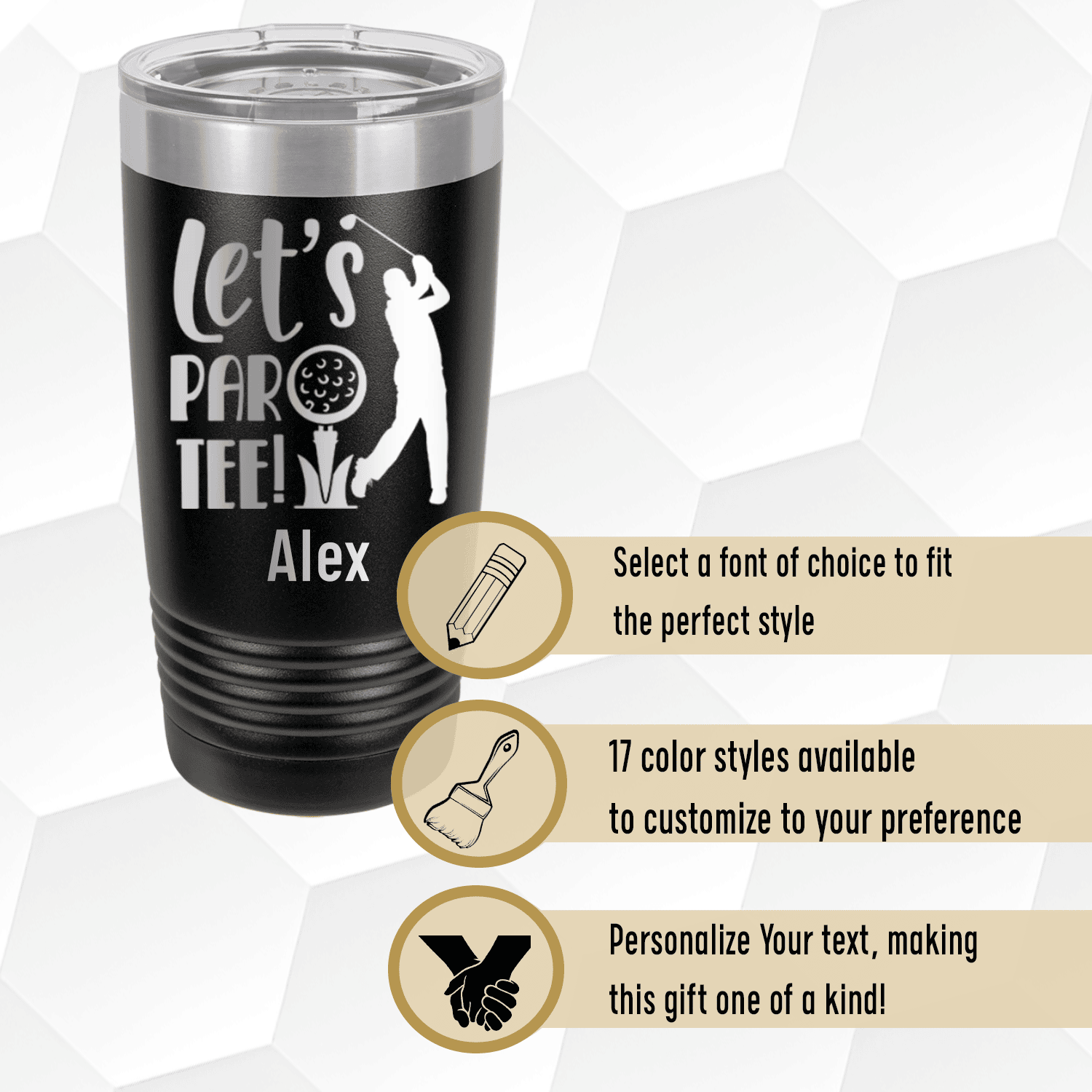 Navy Golf Tumbler With Par Tee Time Design
