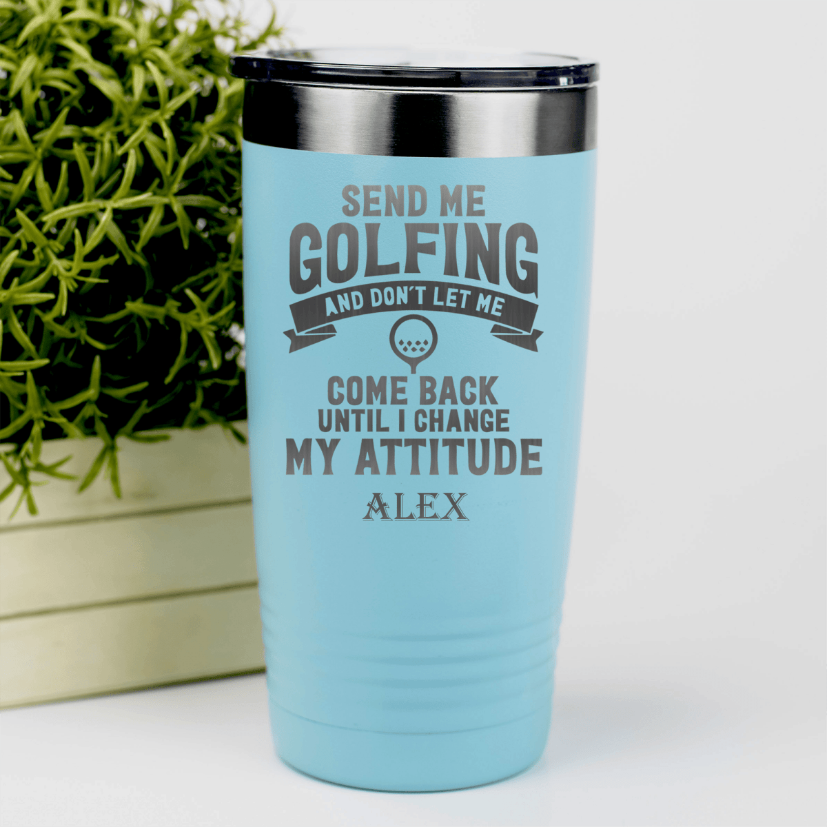 Teal Golf Tumbler With Send Me Golfing Design
