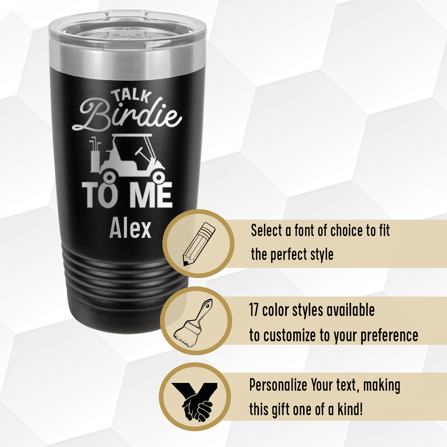 Military Green Golf Tumbler With Talk Birdie To Me Design