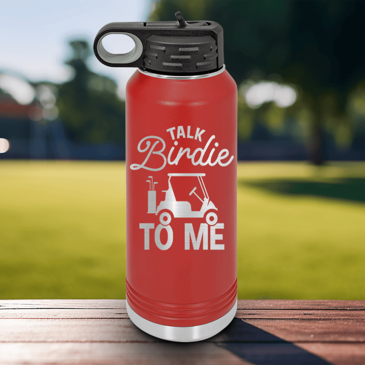 Military Green golf water bottle Talk Birdie To Me