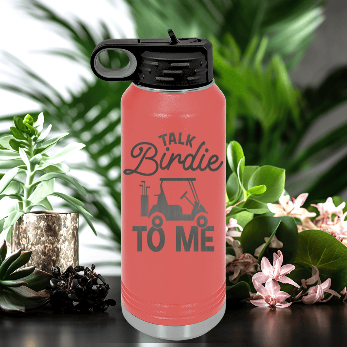Salmon golf water bottle Talk Birdie To Me