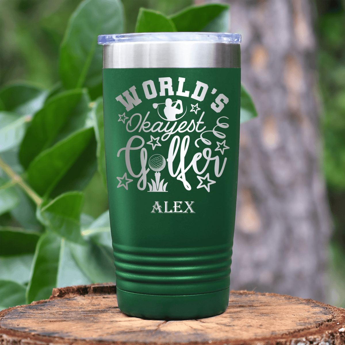 Green Golf Tumbler With Worlds Kinda Good Gofler Design