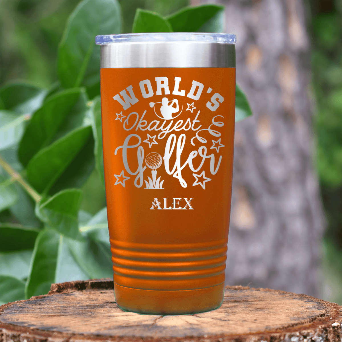 Orange Golf Tumbler With Worlds Kinda Good Gofler Design