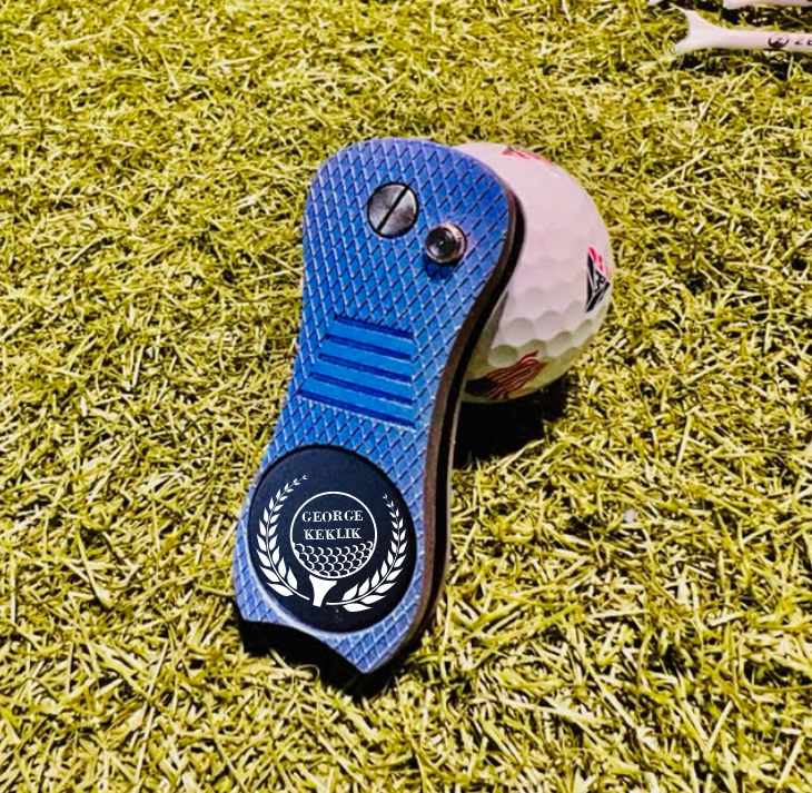 Personalized Switchblade Divot Tool with Magnetic Ball Marker