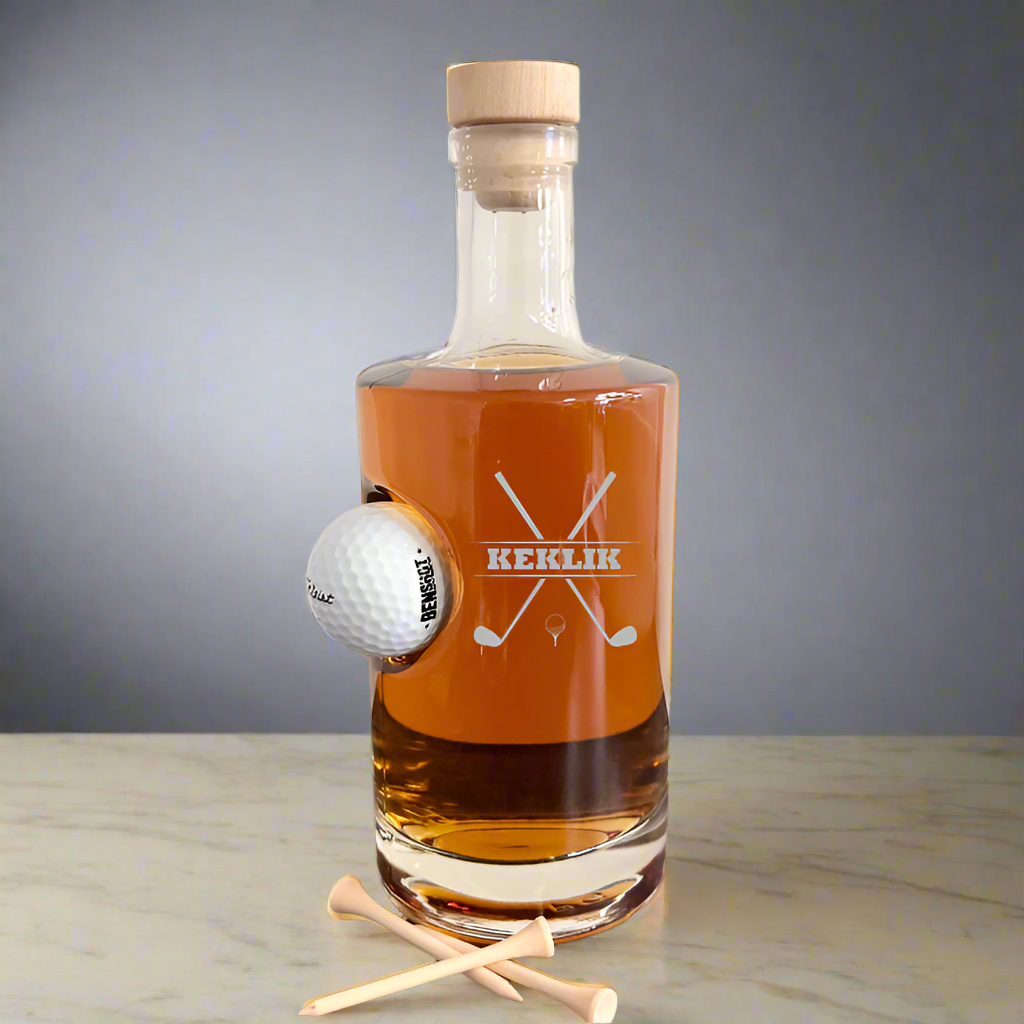 Personalized Decanter With Golf Ball  with Custom Name and Golf Club Design - Unique Gift for Golf Lovers