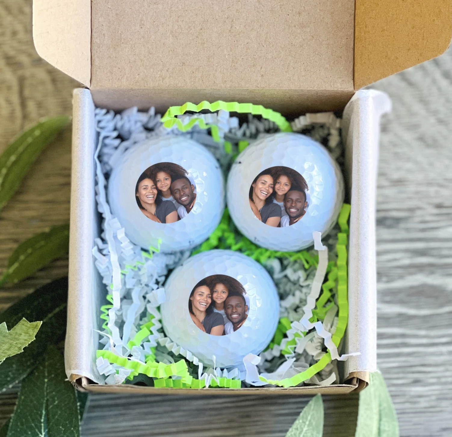 Personalized golf balls with custom photo in gift box