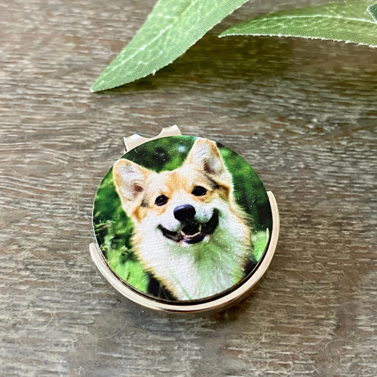 Custom golf ball marker with personalized pet photo for unique golfing style